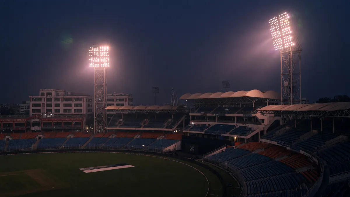 IPL stadium exterior at night